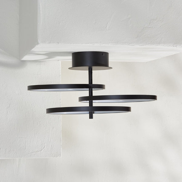 Safavieh SARETTA, 21-Inch Matte Black LED Flush Mount Light Fixture for Modern Spaces & Easy Installation FLU4062A