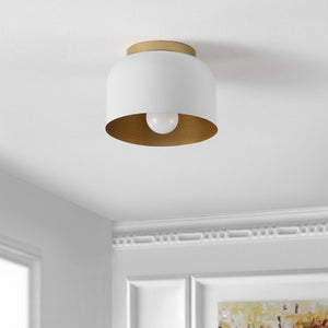 Safavieh PEALE, 8-Inch White Gold Iron Flush Mount Ceiling Light - Elegant Ambient Fixture for Any Room FLU4063A