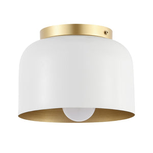 Safavieh PEALE, 8-Inch White Gold Iron Flush Mount Ceiling Light - Elegant Ambient Fixture for Any Room FLU4063A