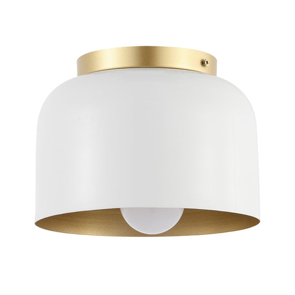Safavieh PEALE, 8-Inch White Gold Iron Flush Mount Ceiling Light - Elegant Ambient Fixture for Any Room FLU4063A