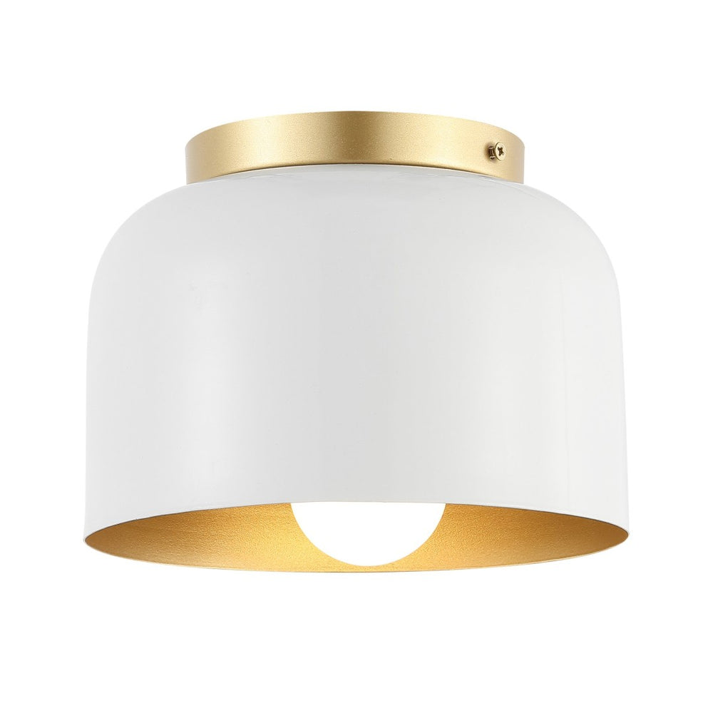 Safavieh PEALE, 8-Inch White Gold Iron Flush Mount Ceiling Light - Elegant Ambient Fixture for Any Room FLU4063A
