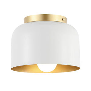 Safavieh PEALE, 8-Inch White Gold Iron Flush Mount Ceiling Light - Elegant Ambient Fixture for Any Room FLU4063A