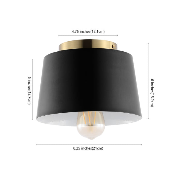 Safavieh PARKES, 8.25 INCH BLACK/BRASS FLUSH MOUNT - Stylish, Durable Lighting for Modern & Classic Spaces FLU4064A