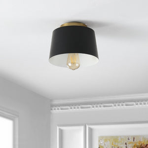 Safavieh PARKES, 8.25 INCH BLACK/BRASS FLUSH MOUNT - Stylish, Durable Lighting for Modern & Classic Spaces FLU4064A