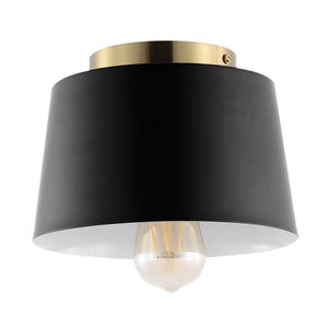 Safavieh PARKES, 8.25 INCH BLACK/BRASS FLUSH MOUNT - Stylish, Durable Lighting for Modern & Classic Spaces FLU4064A