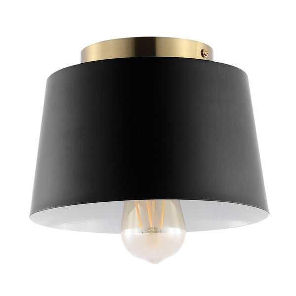 Safavieh PARKES, 8.25 INCH BLACK/BRASS FLUSH MOUNT - Stylish, Durable Lighting for Modern & Classic Spaces FLU4064A