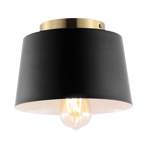 Safavieh PARKES, 8.25 INCH BLACK/BRASS FLUSH MOUNT - Stylish, Durable Lighting for Modern & Classic Spaces FLU4064A
