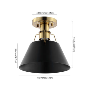 Safavieh MAZELLE, 9.5" Black & Brass Iron Flush Mount Light - Elegant Design for Modern Spaces & Durability FLU4065A