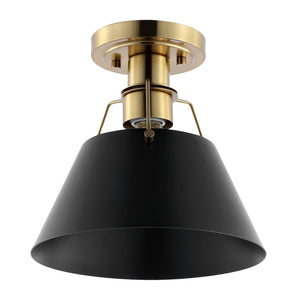 Safavieh MAZELLE, 9.5" Black & Brass Iron Flush Mount Light - Elegant Design for Modern Spaces & Durability FLU4065A