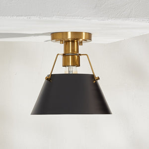 Safavieh MAZELLE, 9.5" Black & Brass Iron Flush Mount Light - Elegant Design for Modern Spaces & Durability FLU4065A