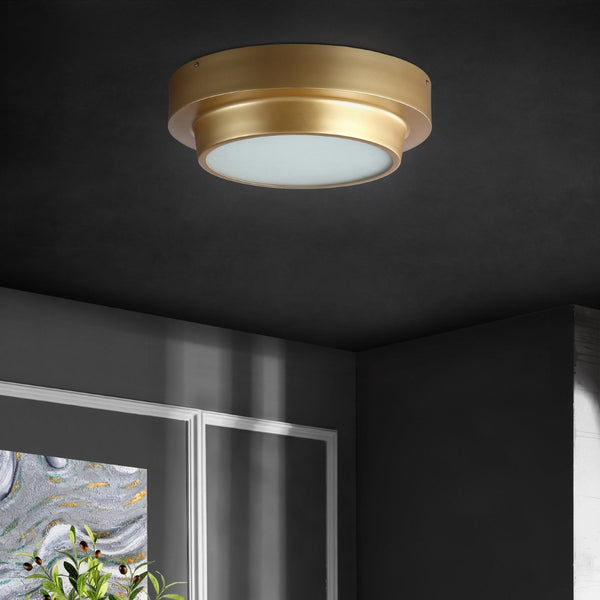 Safavieh LAUIS, Elegant 2-Light Gold Iron Flush Mount Fixture for Timeless Style and Ambient Illumination FLU4066A