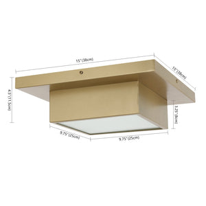 Safavieh KYLIN, 2-Light Flush Mount, 15-Inch Gold Metal Fixture for Elegant Illumination in Small Spaces FLU4067A