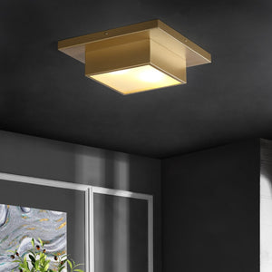 Safavieh KYLIN, 2-Light Flush Mount, 15-Inch Gold Metal Fixture for Elegant Illumination in Small Spaces FLU4067A