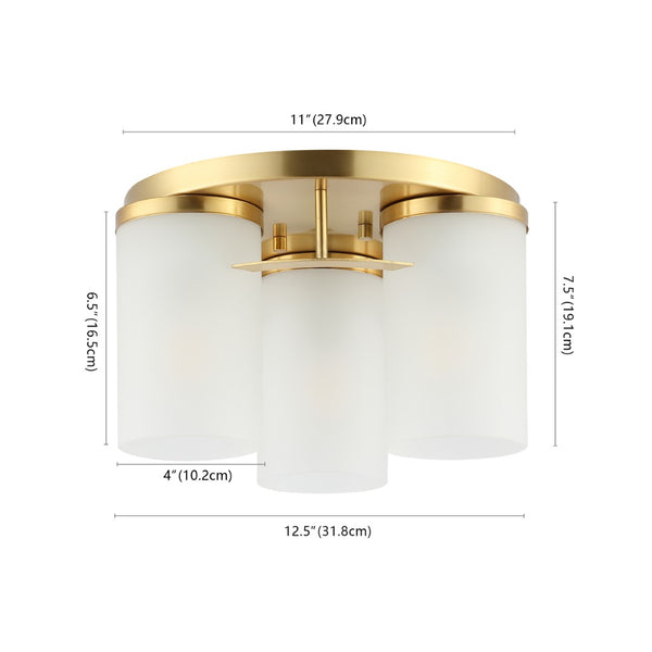 Safavieh JEFFRA, Modern 3-Light Flush Mount Fixture for Contemporary Spaces, Perfect for Living Rooms & Hallways Brass FLU4070B