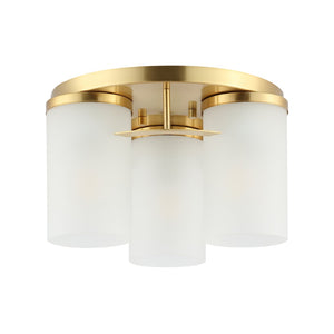 Safavieh JEFFRA, Modern 3-Light Flush Mount Fixture for Contemporary Spaces, Perfect for Living Rooms & Hallways Brass FLU4070B