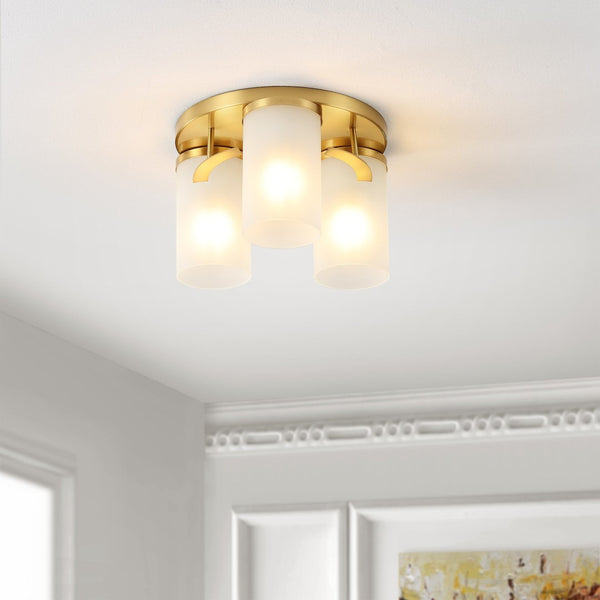 Safavieh JEFFRA, Modern 3-Light Flush Mount Fixture for Contemporary Spaces, Perfect for Living Rooms & Hallways Brass FLU4070B