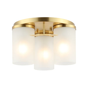 Safavieh JEFFRA, Modern 3-Light Flush Mount Fixture for Contemporary Spaces, Perfect for Living Rooms & Hallways Brass FLU4070B