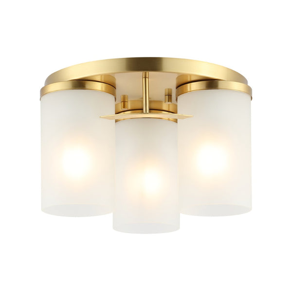Safavieh JEFFRA, Modern 3-Light Flush Mount Fixture for Contemporary Spaces, Perfect for Living Rooms & Hallways Brass FLU4070B