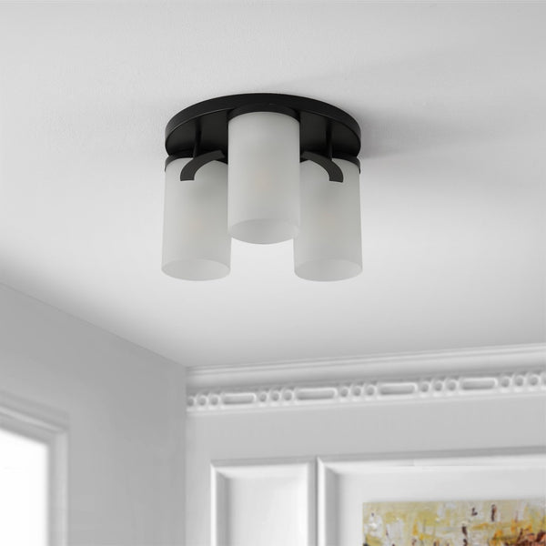 Safavieh JEFFRA, Modern 3-Light Flush Mount Fixture for Contemporary Spaces, Perfect for Living Rooms & Hallways Black FLU4070C