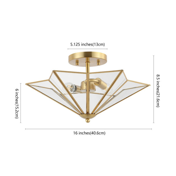 Safavieh HARUNA, Sleek 2-Light Flush Mount Fixture for Modern & Traditional Spaces, Durable Metal Design Brass FLU4071A