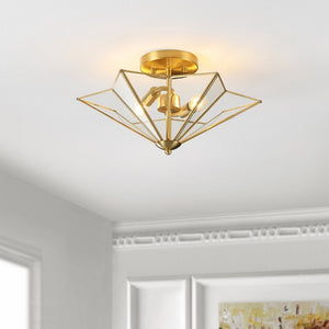 Safavieh HARUNA, Sleek 2-Light Flush Mount Fixture for Modern & Traditional Spaces, Durable Metal Design Brass FLU4071A
