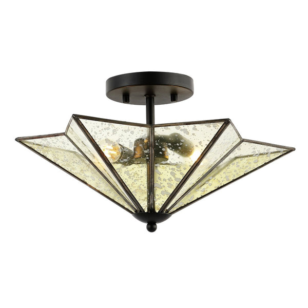 Safavieh HARUNA, Sleek 2-Light Flush Mount Fixture for Modern & Traditional Spaces, Durable Metal Design Black FLU4071B