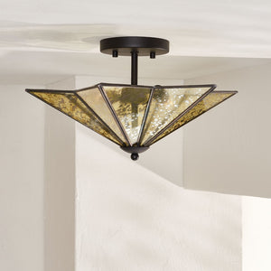 Safavieh HARUNA, Sleek 2-Light Flush Mount Fixture for Modern & Traditional Spaces, Durable Metal Design Black FLU4071B