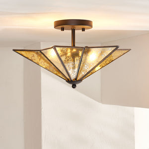 Safavieh HARUNA, Sleek 2-Light Flush Mount Fixture for Modern & Traditional Spaces, Durable Metal Design Black FLU4071B