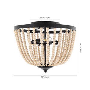 Safavieh HAMLIN Flush Mount Light Fixture in Painted Bronze with Natural Wood Accents for Timeless Elegance FLU4072A