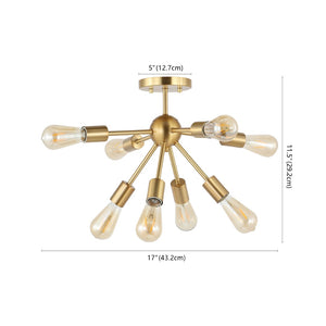 Safavieh GANNET, 8-Light Flush Mount, 17-Inch Brass & Iron Fixture for Elegant Ambient Home Lighting FLU4073A