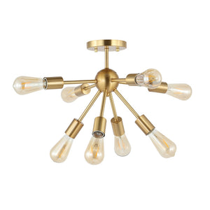 Safavieh GANNET, 8-Light Flush Mount, 17-Inch Brass & Iron Fixture for Elegant Ambient Home Lighting FLU4073A
