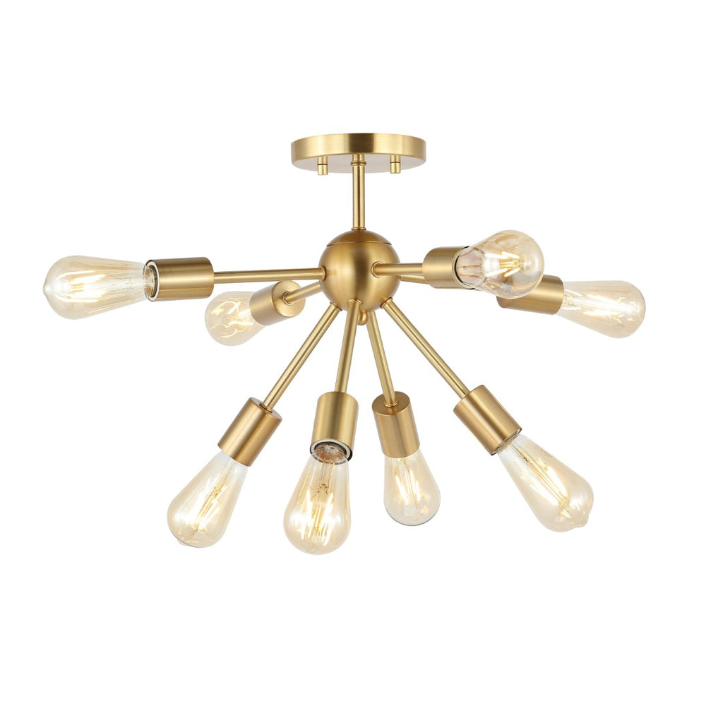 Safavieh GANNET, 8-Light Flush Mount, 17-Inch Brass & Iron Fixture for Elegant Ambient Home Lighting FLU4073A
