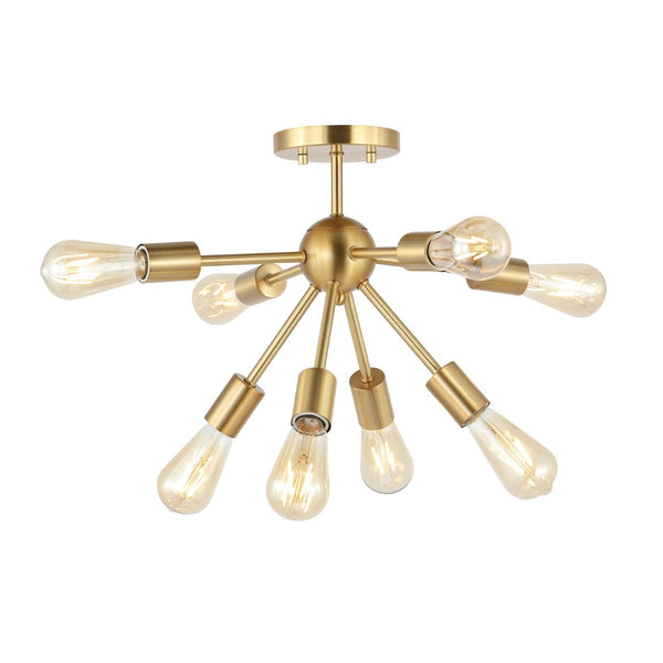 Safavieh GANNET, 8-Light Flush Mount, 17-Inch Brass & Iron Fixture for Elegant Ambient Home Lighting FLU4073A