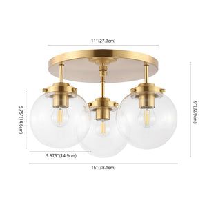 Safavieh GINESTA, Elegant 3-Light Flush Mount in Gold & Clear, 15-Inch Design for Stylish Interiors FLU4074A