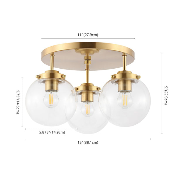 Safavieh GINESTA, Elegant 3-Light Flush Mount in Gold & Clear, 15-Inch Design for Stylish Interiors FLU4074A
