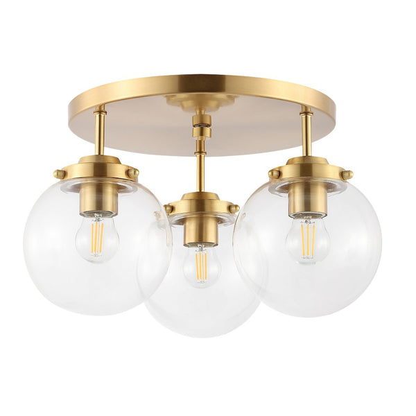Safavieh GINESTA, Elegant 3-Light Flush Mount in Gold & Clear, 15-Inch Design for Stylish Interiors FLU4074A