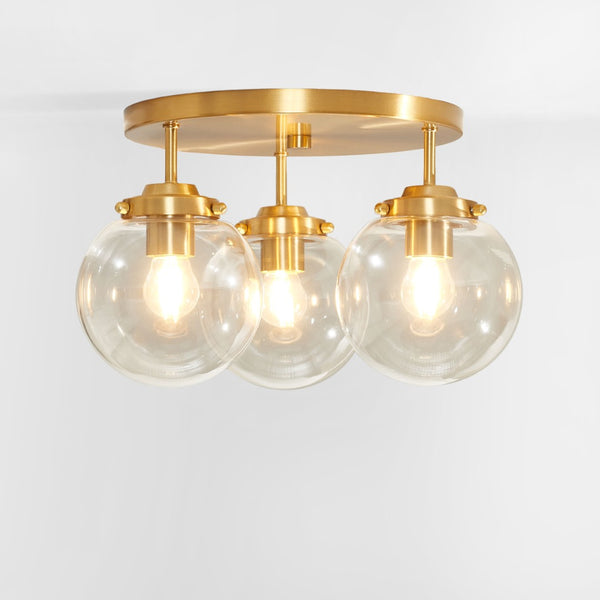 Safavieh GINESTA, Elegant 3-Light Flush Mount in Gold & Clear, 15-Inch Design for Stylish Interiors FLU4074A