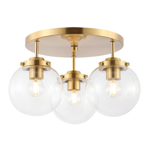 Safavieh GINESTA, Elegant 3-Light Flush Mount in Gold & Clear, 15-Inch Design for Stylish Interiors FLU4074A
