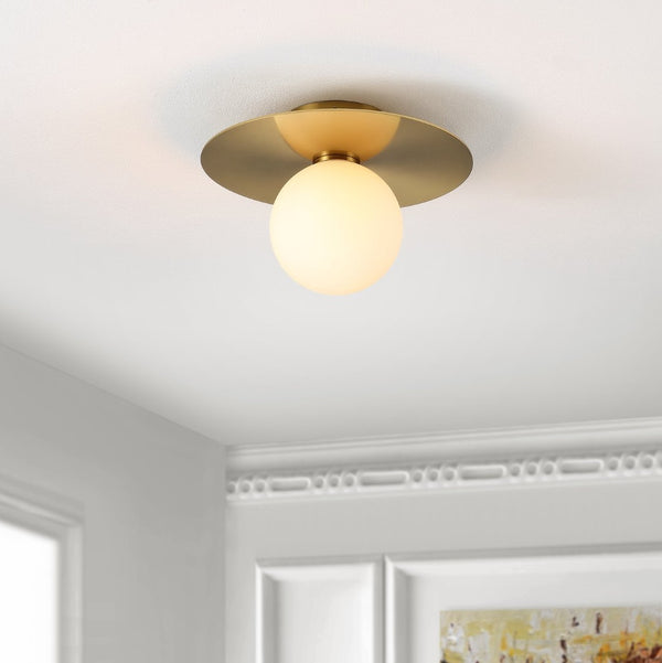 Safavieh FINLAY, 12-Inch Gold Iron Flush Mount Light - Elegant, Compact Design for Modern & Classic Spaces FLU4075A