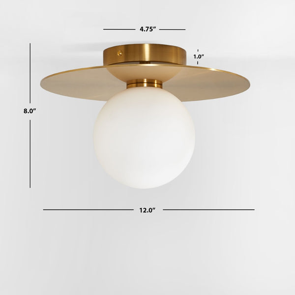 Safavieh FINLAY, 12-Inch Gold Iron Flush Mount Light - Elegant, Compact Design for Modern & Classic Spaces FLU4075A
