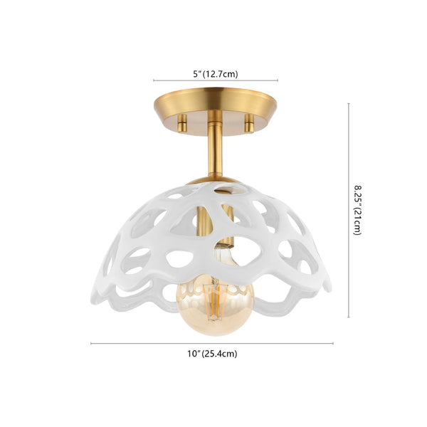 Safavieh ELDRID, 10-Inch White and Gold Iron Flush Mount Light - Modern Elegance for Any Room Décor FLU4076A