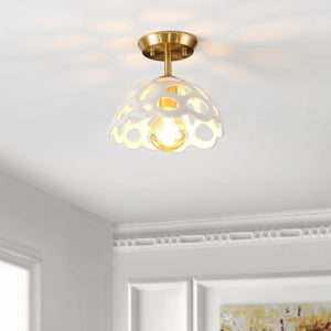 Safavieh ELDRID, 10-Inch White and Gold Iron Flush Mount Light - Modern Elegance for Any Room Décor FLU4076A