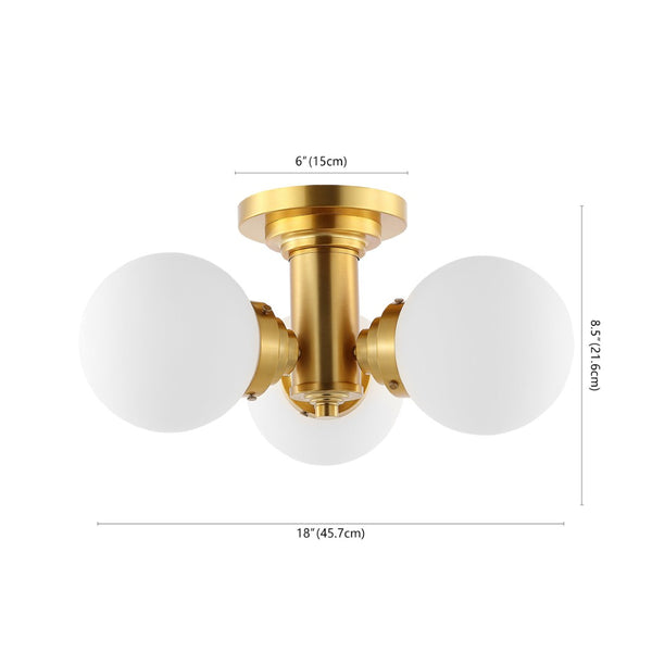 Safavieh ELENNA, 3-Light Gold Flush Mount, 18-Inch Minimalist Fixture for Ambient Lighting in Any Space FLU4077A