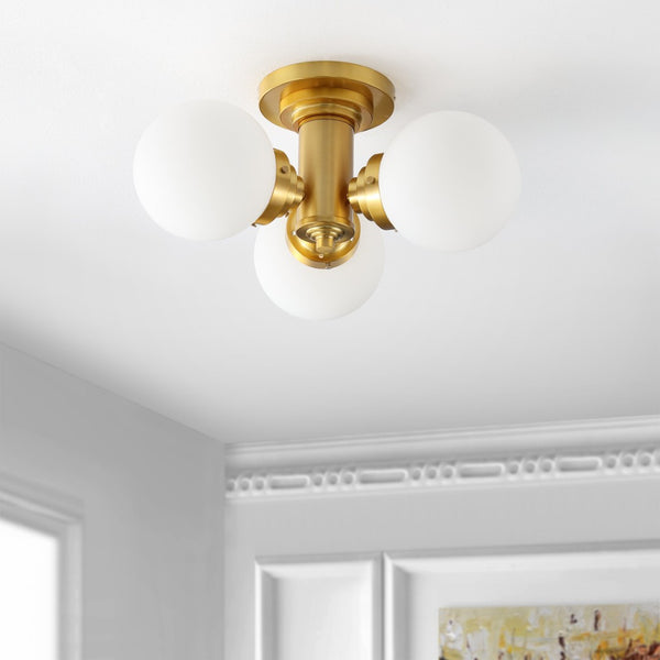 Safavieh ELENNA, 3-Light Gold Flush Mount, 18-Inch Minimalist Fixture for Ambient Lighting in Any Space FLU4077A