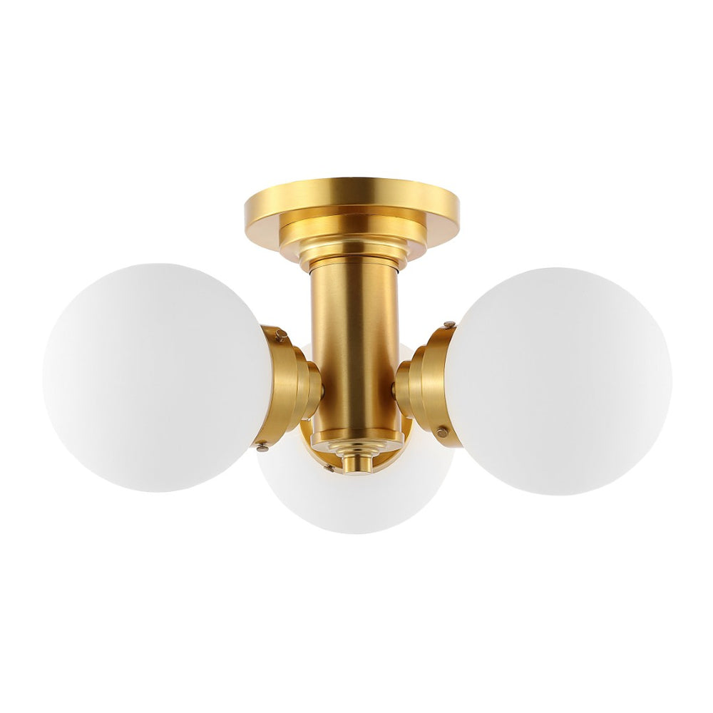 Safavieh ELENNA, 3-Light Gold Flush Mount, 18-Inch Minimalist Fixture for Ambient Lighting in Any Space FLU4077A