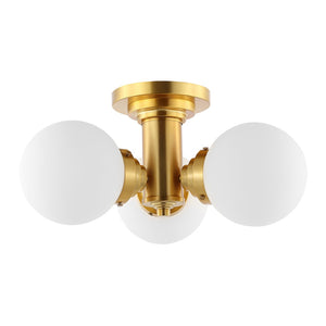 Safavieh ELENNA, 3-Light Gold Flush Mount, 18-Inch Minimalist Fixture for Ambient Lighting in Any Space FLU4077A