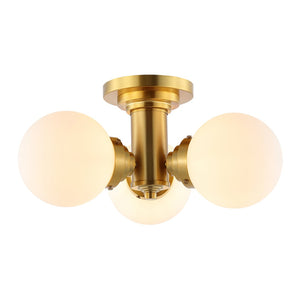Safavieh ELENNA, 3-Light Gold Flush Mount, 18-Inch Minimalist Fixture for Ambient Lighting in Any Space FLU4077A