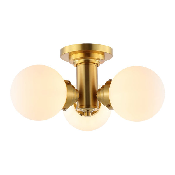 Safavieh ELENNA, 3-Light Gold Flush Mount, 18-Inch Minimalist Fixture for Ambient Lighting in Any Space FLU4077A