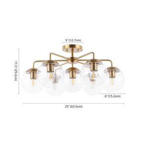 Safavieh CAMDYN, 7-Light Flush Mount Fixture, 25-Inch, Modern Design for Stunning Illumination & Style Brass FLU4078A