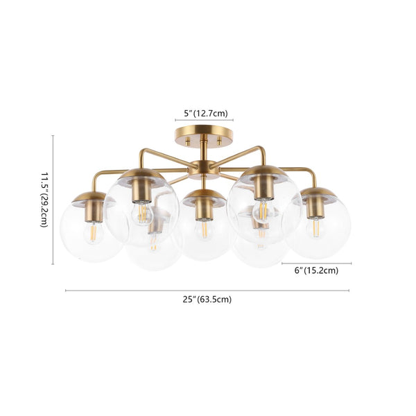 Safavieh CAMDYN, 7-Light Flush Mount Fixture, 25-Inch, Modern Design for Stunning Illumination & Style Brass FLU4078A